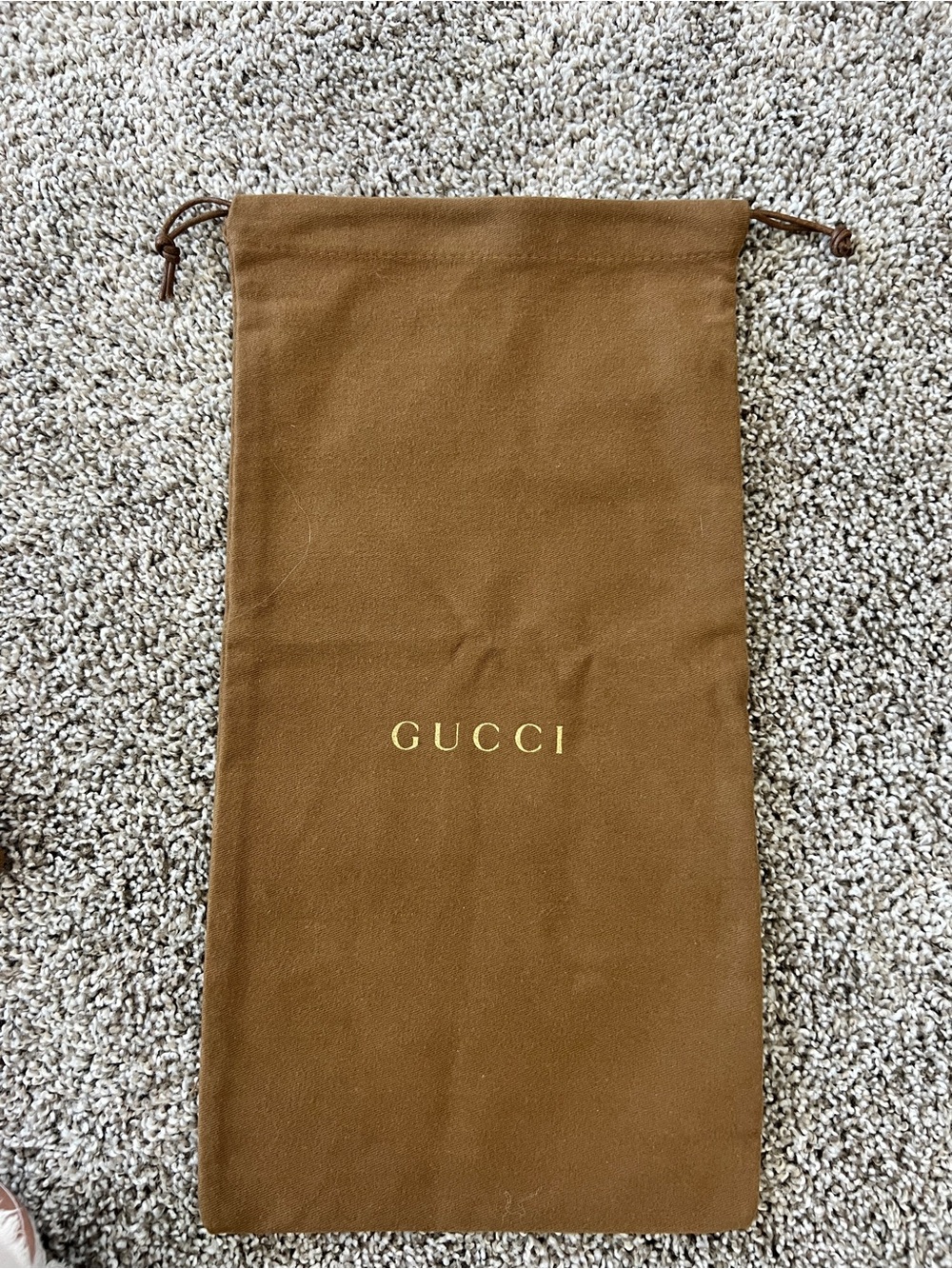 Lot of 5 Authentic Gucci Dust Bags Brown Cotton Gold Logo 16x11" Drawstring